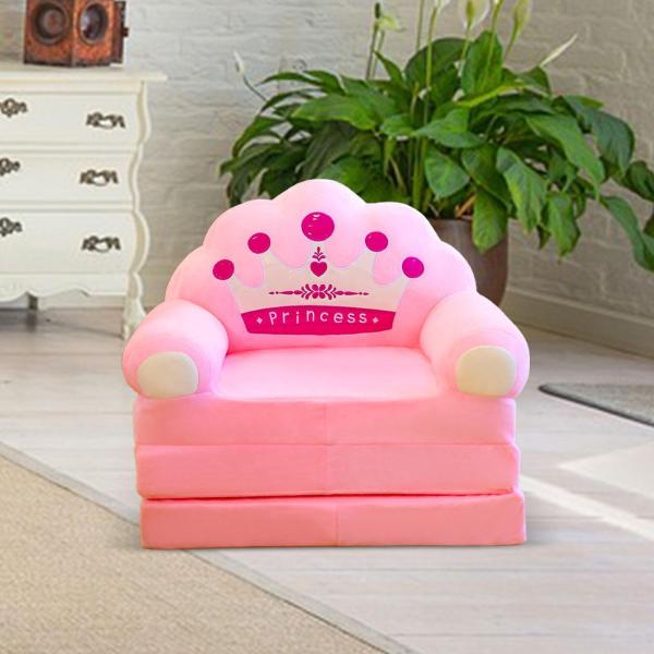 子供用折りたたみソファーチェア 柔らかい折りたたみ子供用ソファーアームチェア 家庭用リビングルーム用 50cmx55cmx50cm ピンク