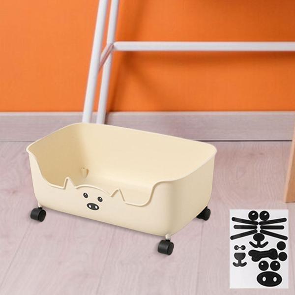 デスク下収納ボックス キャスター付き ハンドバッグバスケット オフィス 子供部屋 キッチン用 ベージュ