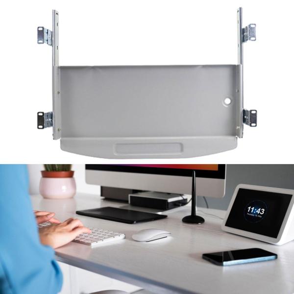 デスク引き出し キーボードトレイ キーボード引き出し デスク下 寝室 ホームオフィス用 グレー