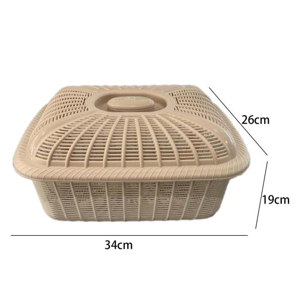 蓋付きフルーツバスケット キッチンアクセサリーオーガナイザー サービング用ブレッドバスケット カーキ ミディアム