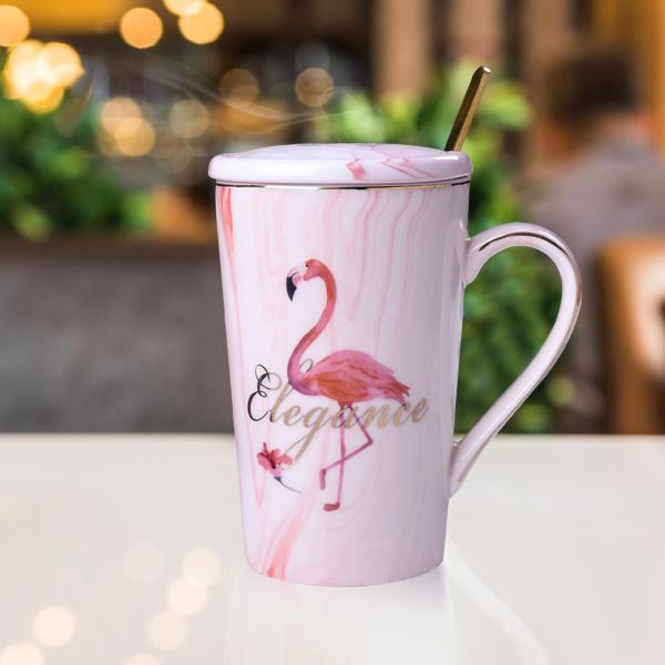 フラミンゴ セラミックマグ コーヒーカップ 大理石 ノベルティ コーヒーミルクマグ 磁器 ミルク 水 ジュース コーヒー 紅茶 コーヒー愛好家へのギフ