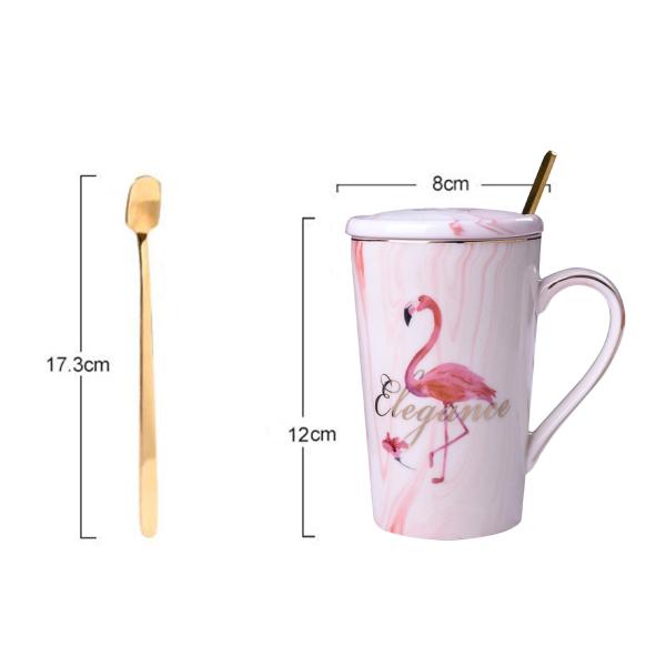 フラミンゴ セラミックマグ コーヒーカップ 大理石 ノベルティ コーヒーミルクマグ 磁器 ミルク 水 ジュース コーヒー 紅茶 コーヒー愛好家へのギフ