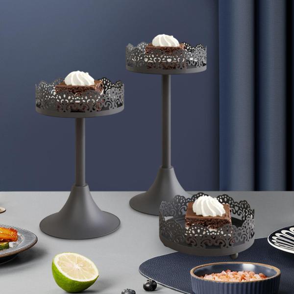 デザートトレイ 写真撮影用小道具 多目的デザートディスプレイ カップケーキスタンド ブラック 3個