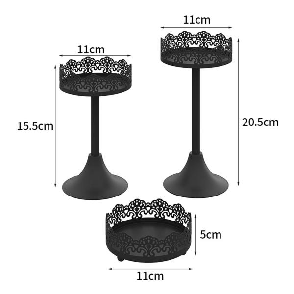デザートトレイ 写真撮影用小道具 多目的デザートディスプレイ カップケーキスタンド ブラック 3個