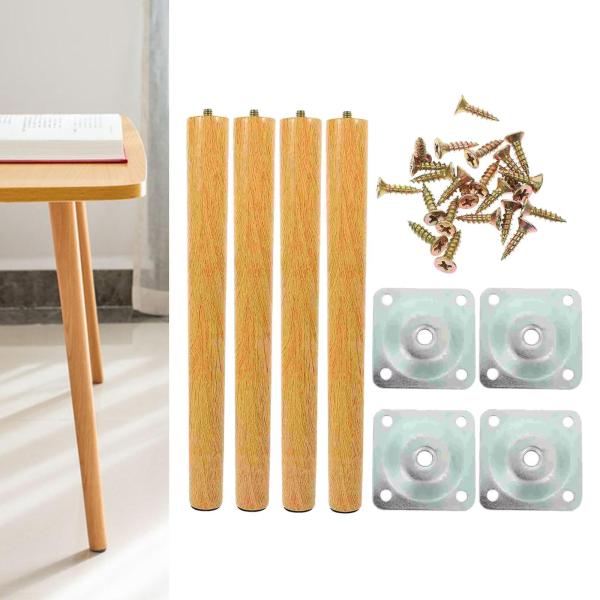 4本の木製家具脚 ドレッサー ソファ オフィス用 簡単取り付け金具 40cm