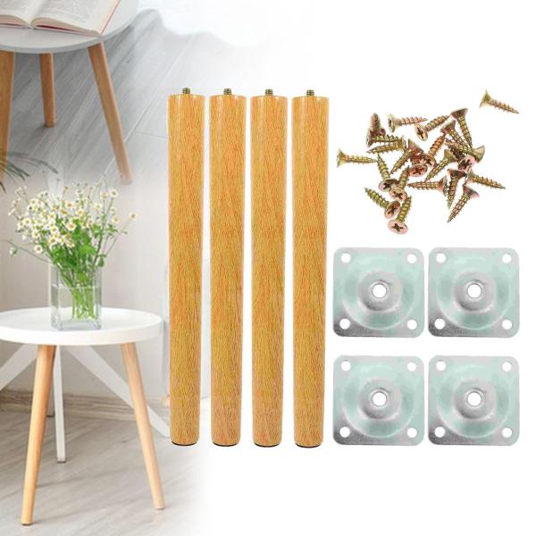 4本の木製家具脚 ドレッサー ソファ オフィス用 簡単取り付け金具 40cm