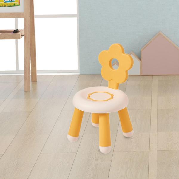 子供用椅子 頑丈 子供用家具 教室用 家庭用 勉強用 小さなベンチ オレンジ