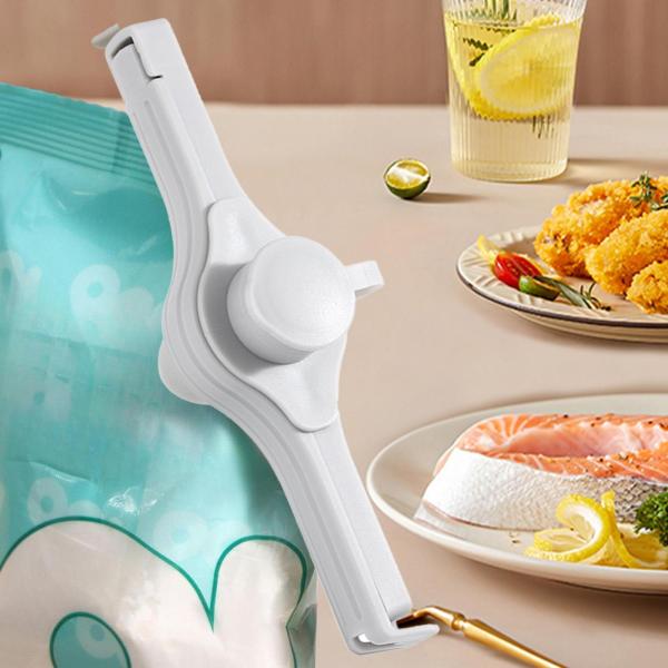 食品保存袋シーリングクリップ、スナックバッグクリップ、注ぎ口付き再利用可能、家庭用、オフィス、コーヒー、パン用の出口口シーラークランプ