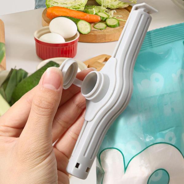 食品保存袋シーリングクリップ、スナックバッグクリップ、注ぎ口付き再利用可能、家庭用、オフィス、コーヒー、パン用の出口口シーラークランプ