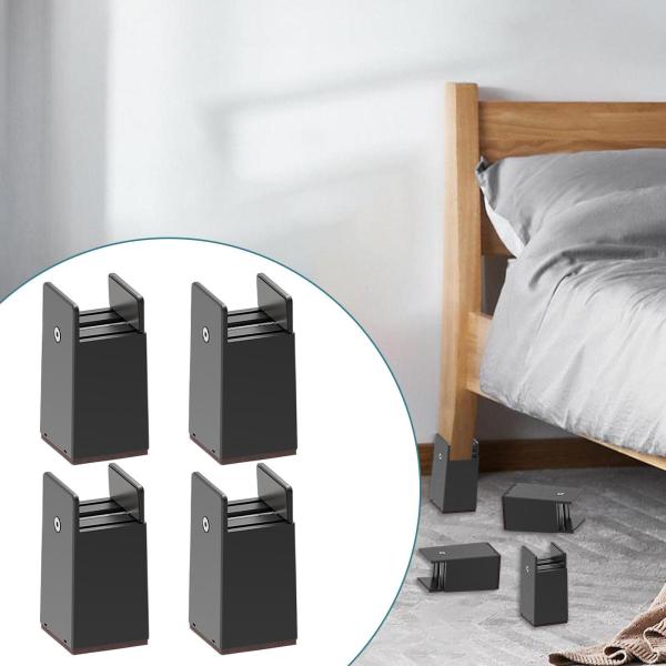 ベッドライザー 4個 衝撃吸収 滑り止め 家具ライザー 棚 デスク テーブル用 高さ100mm ブラック