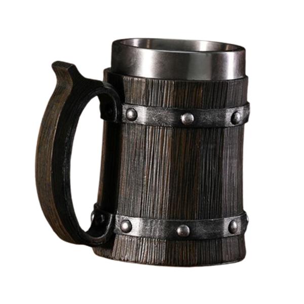 木製樽ビールジョッキ タンカード コーヒーマグ コーヒーギフト レストランスタイル B