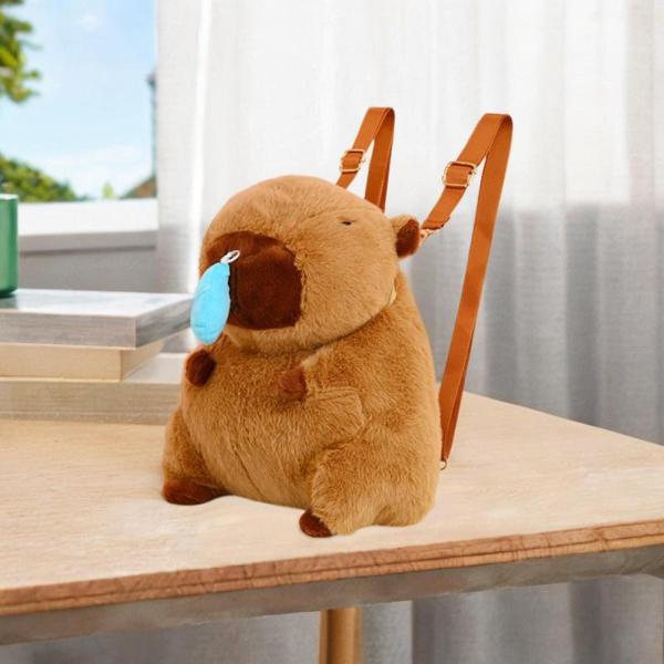 カピバラバックパックかわいい漫画デイパックぬいぐるみかわいい実用的なぬいぐるみバッグカピバラおもちゃバッグ女性の友人をバックパッキング