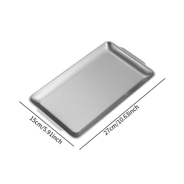 ステンレススチール製サービングトレイ マットメタルフードトレイ キッチン ホテル パーティー用 27cmx15cm