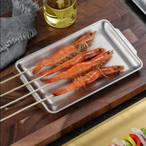 ステンレススチール製サービングトレイ マットメタルフードトレイ キッチン ホテル パーティー用 27cmx15cm