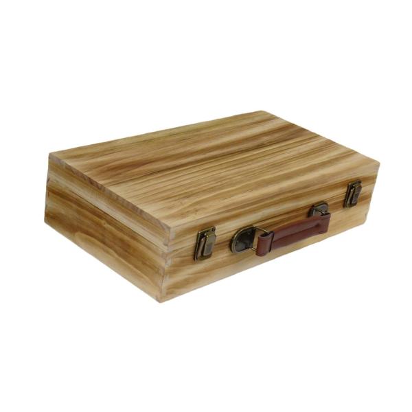 木製収納ボックス ヒンジ蓋付き木箱 取っ手付き丈夫な宝箱 記念品