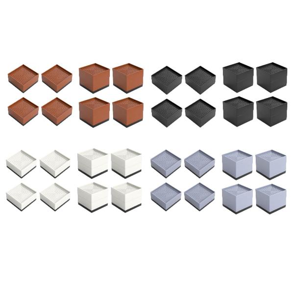 4x 家具リフティングパッド 積み重ね可能なベッドライザー 本棚ベッドソファフレーム用 ブラウン 7.8x7.8x4cm