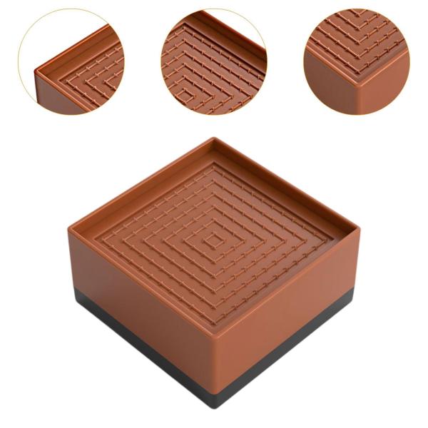 4x 家具リフティングパッド 積み重ね可能なベッドライザー 本棚ベッドソファフレーム用 ブラウン 7.8x7.8x4cm