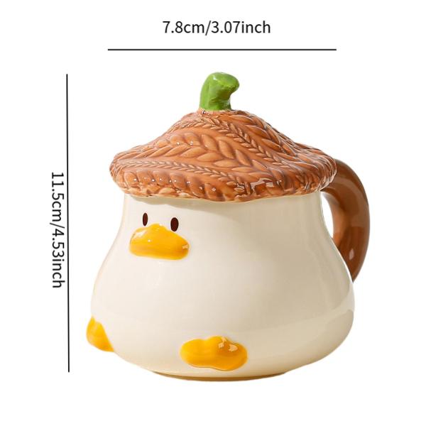 セラミックコーヒーマグ朝食カップ面白いノベルティ漫画愛らしい蓋付きオートミールマグティーカップカプチーノミルクラテコーヒー用 , ブルウォン