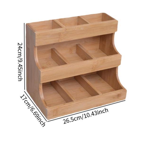 ティーバッグオーガナイザーウッドティーボックスコンテナ、コーヒーステーションオーガナイザー垂直ティーバッグステーション保管所有者キッチン用