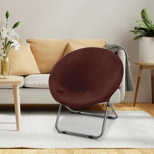 ソーサーチェアカバー 伸縮性 ソフト ムーンチェア スリップカバー 寝室 リビングルーム用 ブラウン