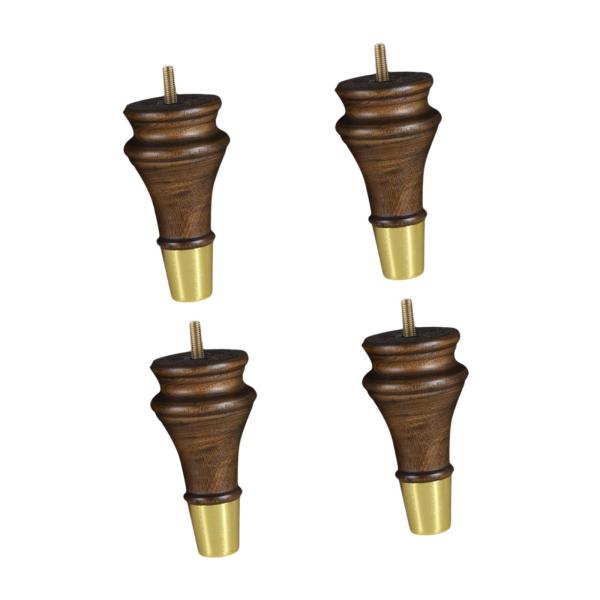 4x木製家具の脚ベッドライザー13cmのゴールドキャップ付きソファ脚交換用ナイトスタンドコーヒーテーブルキャビネット