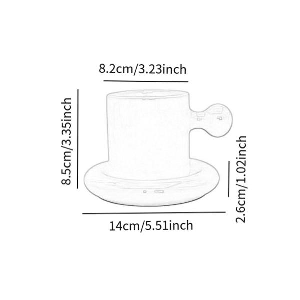 チャビーマグソーサーセット ノベルティ 300ml ティーカップ 女性用 ギフト カプチーノ ドリンク シルバー ホワイト