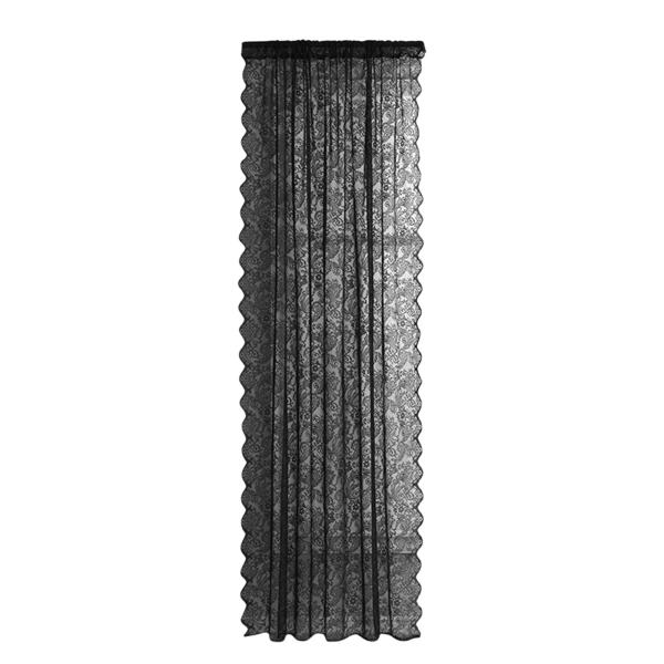 ネットカーテン おしゃれ 素朴なロッドポケット ダイニングルーム オフィス装飾用 ブラック 150x250cm