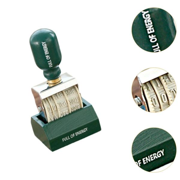 ローラー日付スタンプ 丈夫な日付スタンパー クラフト スクラップブッキング用 グリーンハンドル