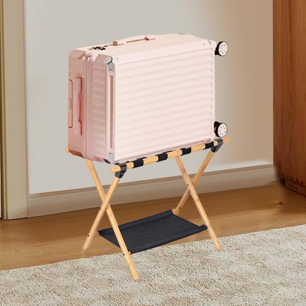 荷物ラック 旅行用バッグホルダー スーツケーススタンド ポータブル 厚みのある2段式 自宅 寝室 ゲストルーム オーガナイザー 荷物スタンド