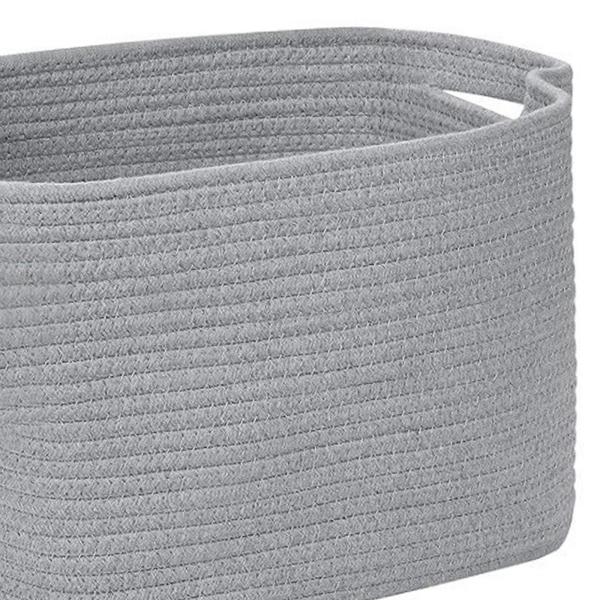 編み込みバスケット コットンロープ 大容量 おもちゃ箱 保育園 キッチン バスルーム用 グレー