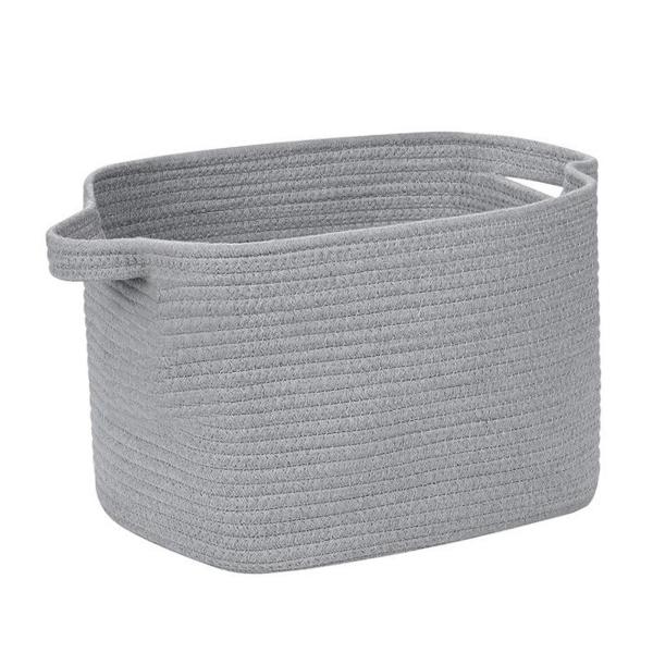 編み込みバスケット コットンロープ 大容量 おもちゃ箱 保育園 キッチン バスルーム用 グレー