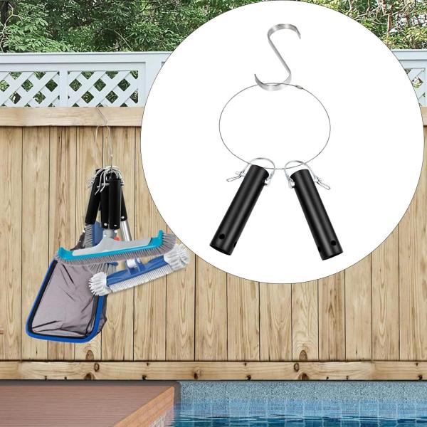 プールツールホルダーとオーガナイザー、レーキ、ネット、バキュームヘッド用S字フック2個