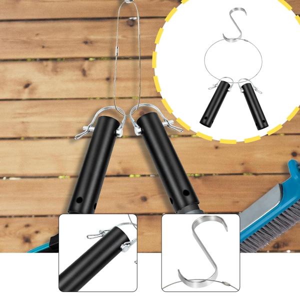プールツールホルダーとオーガナイザー、レーキ、ネット、バキュームヘッド用S字フック2個