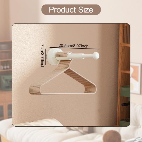 ハンガーオーガナイザー 省スペース 取り外し可能 吸盤 浴室壁クローゼット用 ホワイト