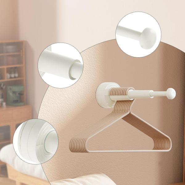 ハンガーオーガナイザー 省スペース 取り外し可能 吸盤 浴室壁クローゼット用 ホワイト