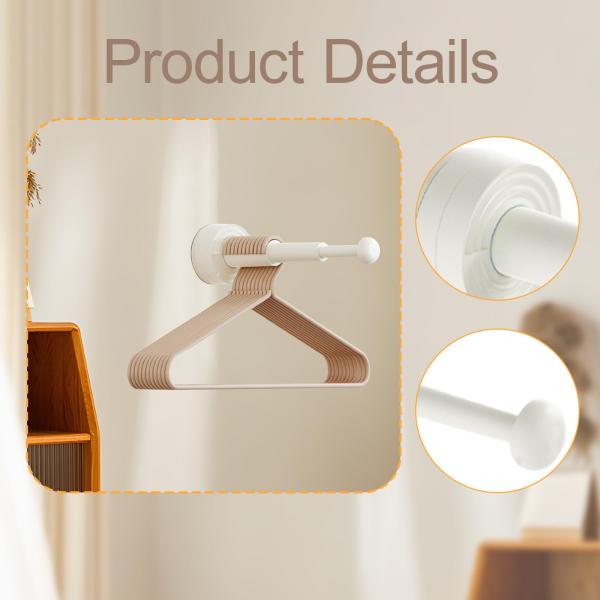 ハンガーオーガナイザー 省スペース 取り外し可能 吸盤 浴室壁クローゼット用 ホワイト