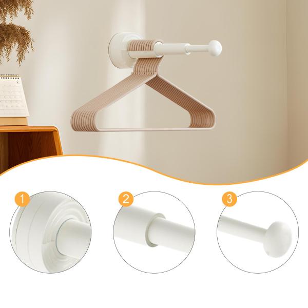 ハンガーオーガナイザー 省スペース 取り外し可能 吸盤 浴室壁クローゼット用 ホワイト