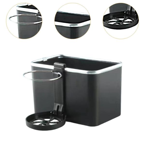 車用アームレスト収納ボックス 折りたたみ式カップホルダー付き ユニバーサルティッシュボックスホルダー ブラック