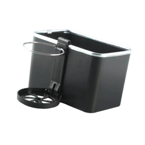 車用アームレスト収納ボックス 折りたたみ式カップホルダー付き ユニバーサルティッシュボックスホルダー ブラック