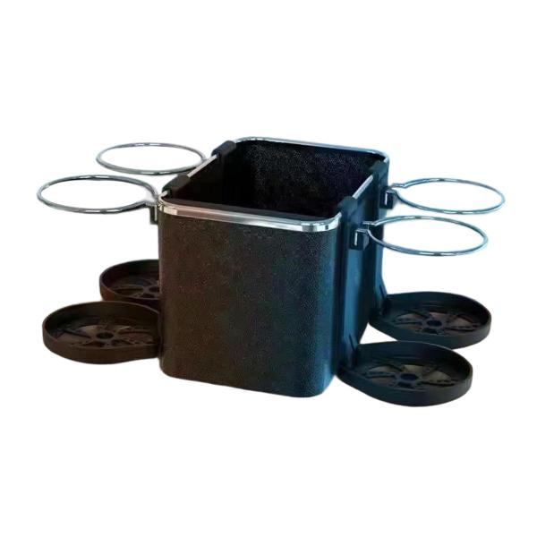 車用アームレスト収納ボックス カップホルダー4個付き ティッシュボックスホルダー取り付け簡単 ブラック