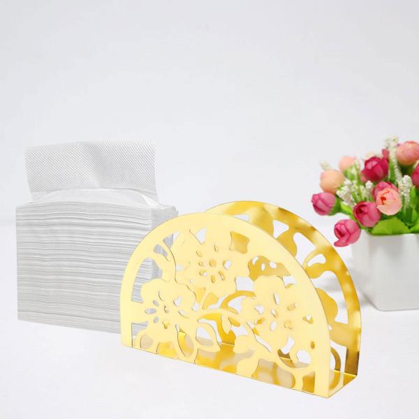 テーブル用ナプキンホルダー カウンタートップ用食器オーガナイザー ホームホリデーギフト ゴールデン