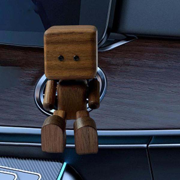車の装飾品 揺れる足人形飾り かわいい デスクトップ 車 本棚用 ウォールナット 蓋なし