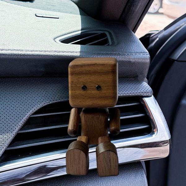 車の装飾品 揺れる足人形飾り かわいい デスクトップ 車 本棚用 ウォールナット 蓋なし