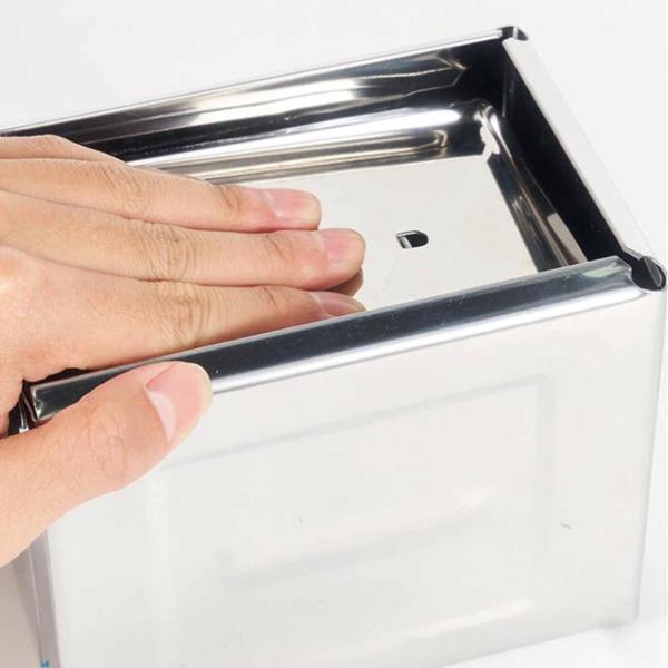 ステンレススチール製ティッシュボックスカバー、フェイシャルナプキンホルダー長方形両面調節可能ディスペンサー、カウンタートップ乾燥機シート用