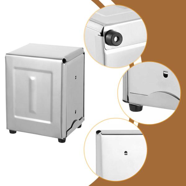 ステンレススチール製ティッシュボックスカバー、フェイシャルナプキンホルダー長方形両面調節可能ディスペンサー、カウンタートップ乾燥機シート用