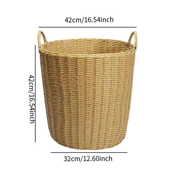 ランドリーバスケット 多目的イミテーションラタンバスケット 保育園 家庭用衣類用 L
