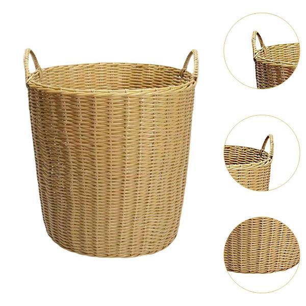 ランドリーバスケット 多目的イミテーションラタンバスケット 保育園 家庭用衣類用 L