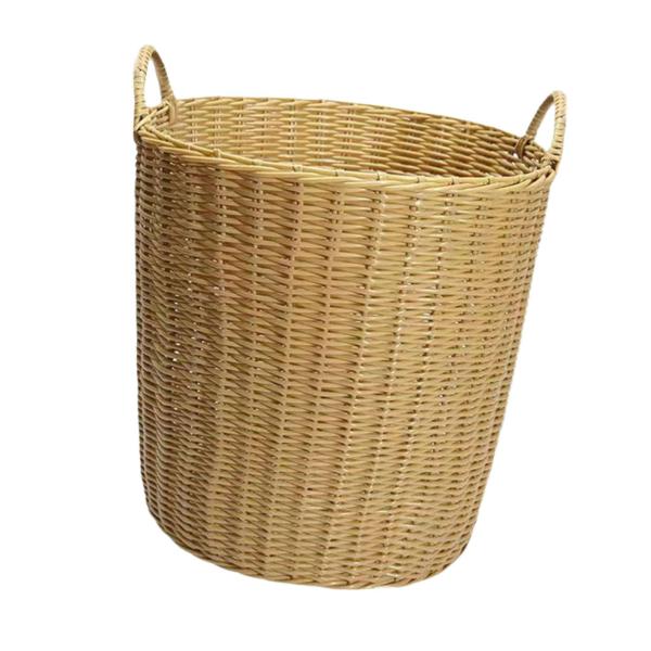 ランドリーバスケット 多目的イミテーションラタンバスケット 保育園 家庭用衣類用 L