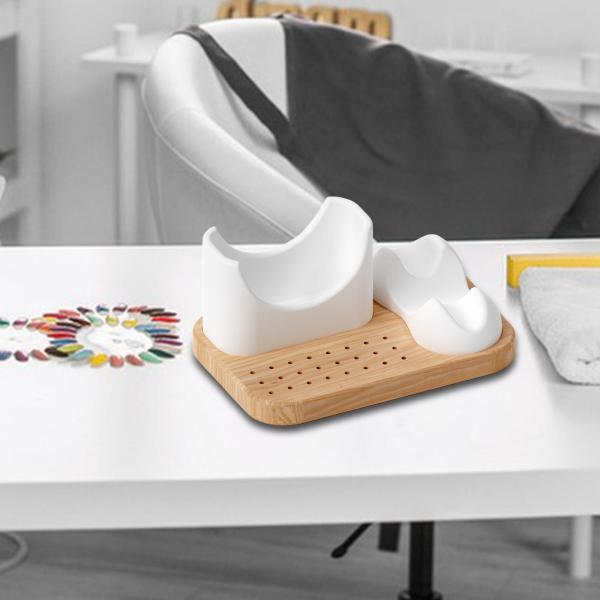 木製ネイルドリルホルダーブラケット、ソフトシリコン3 in 1 24穴ビットディスプレイホルダー、ホームサロン用