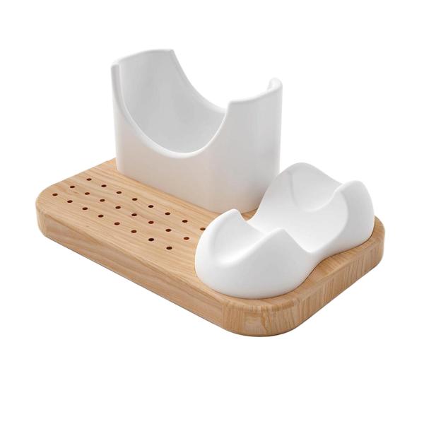 木製ネイルドリルホルダーブラケット、ソフトシリコン3 in 1 24穴ビットディスプレイホルダー、ホームサロン用